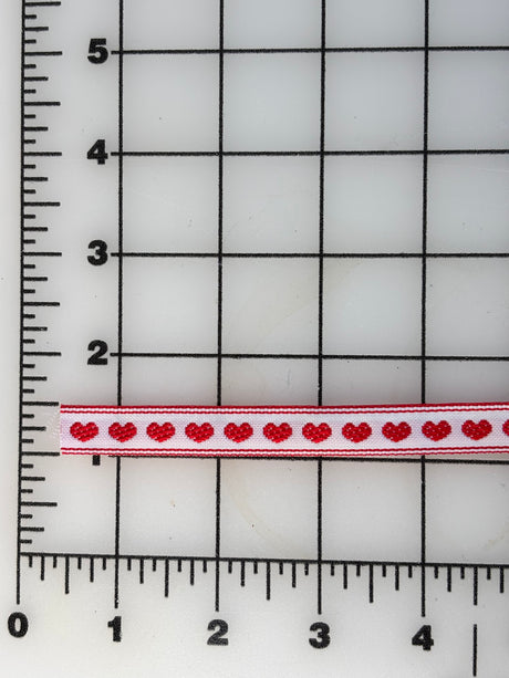 1990's Red and White Heart Jacquard Ribbon Trim