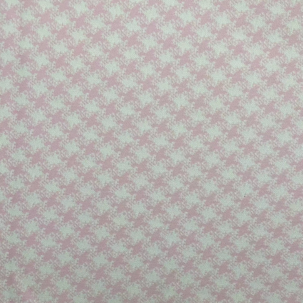 1970's Pink Bubblegum Houndstooth Double Knit Fabric - BTY