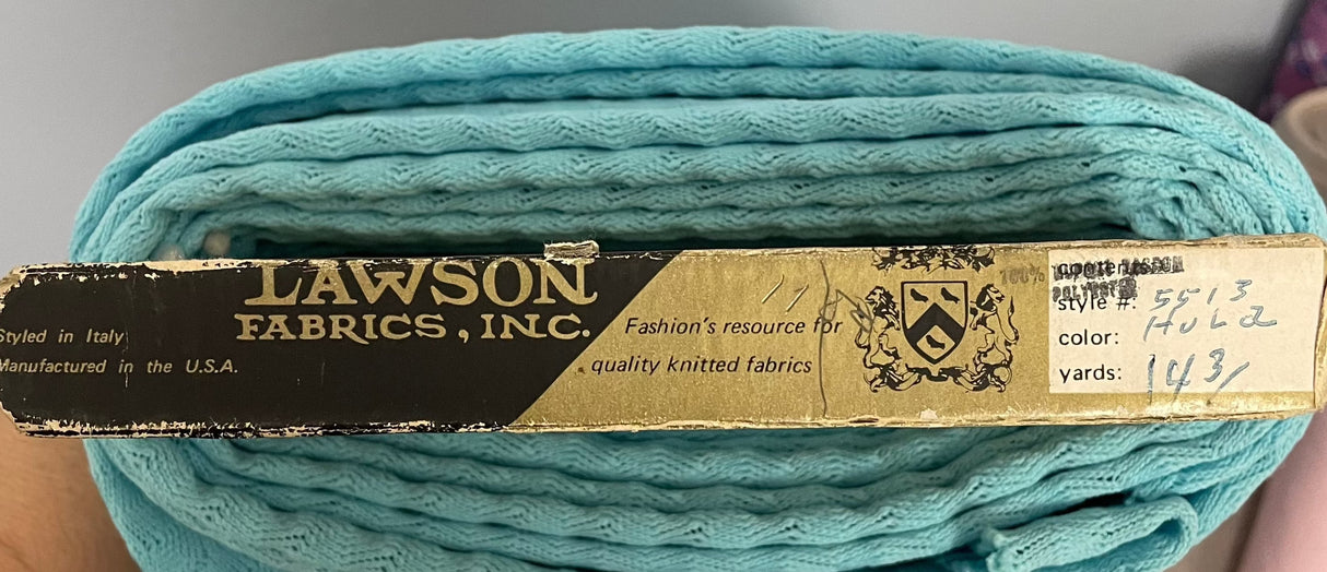 1970's Turquoise Knitted Fabric - BTY