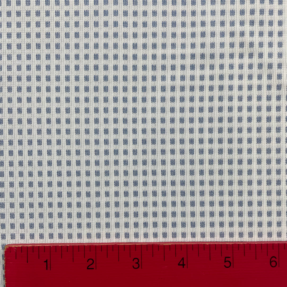 1970's Grey Blue Square Pattern "Summakool" Polyester Fabric