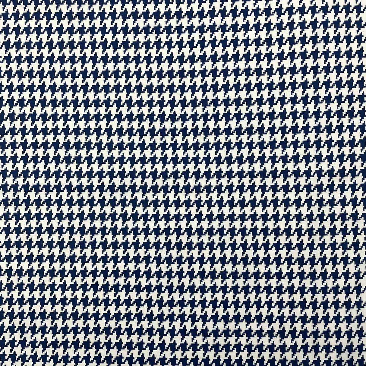 1970’s Cohama Sportset Navy Blue and Beige Houndstooth Dacron Poly Cotton Blend Fabric - BTY