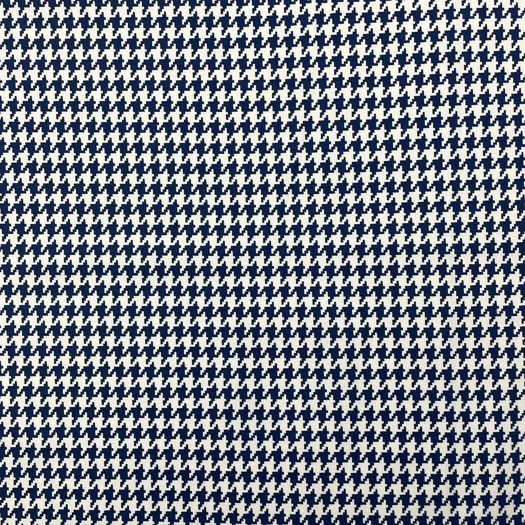 1970’s Cohama Sportset Navy Blue and Beige Houndstooth Dacron Poly Cotton Blend Fabric - BTY