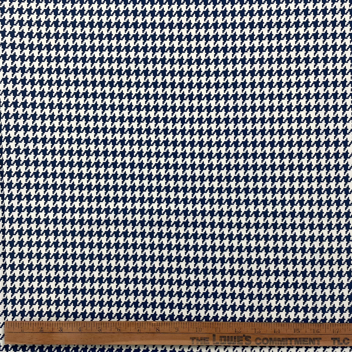 1970’s Cohama Sportset Navy Blue and Beige Houndstooth Dacron Poly Cotton Blend Fabric - BTY