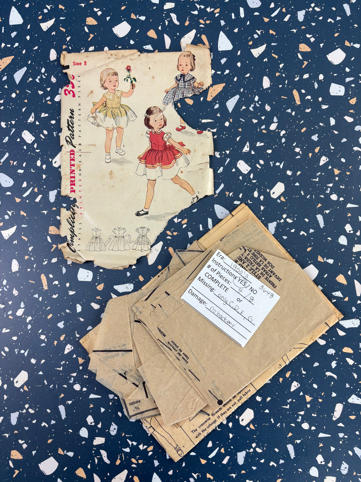 1950's-1970's Vintage Pattern LOT of INCOMPLETE Children's Patterns