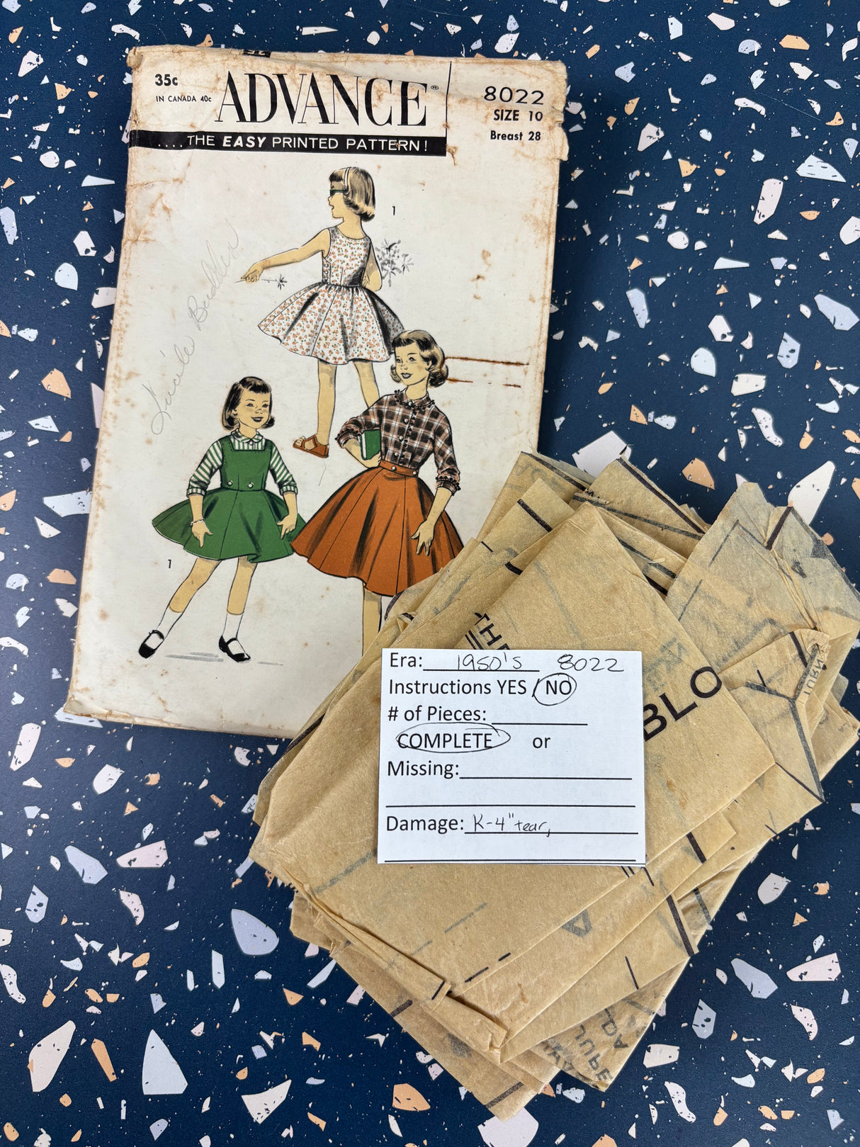 1950's-1970's Vintage Pattern LOT of INCOMPLETE Children's Patterns