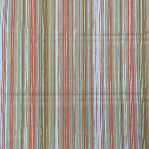 1970’s Mint Green, Coral and White Striped Poly/Cotton Fabric - 1yd+