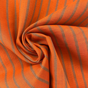 1970’s Orange and Brown Striped Fabric - Cotton blend - BTY
