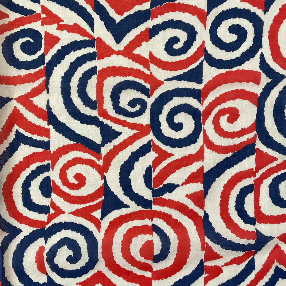 1970’s Red, White and Blue Abstract Fabric - Poly/Cotton Blend - BTY