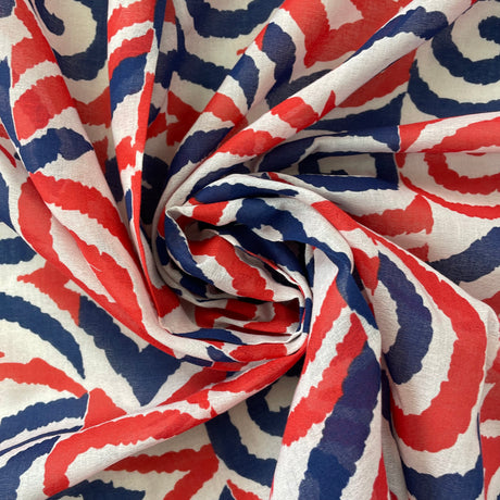 1970’s Red, White and Blue Abstract Fabric - Poly/Cotton Blend - BTY