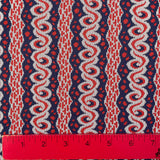 1970’s Red White and Blue Swirl Striped Polyester Double Knit Fabric - BTY