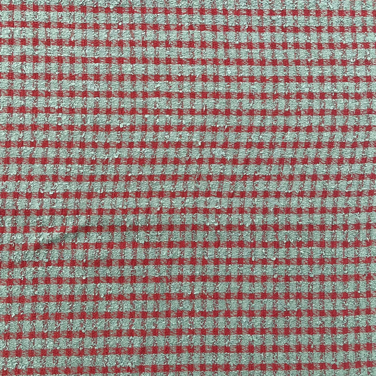 1970’s Cohama Grey and Red Plaid Rayon Blend Fabric - BTY