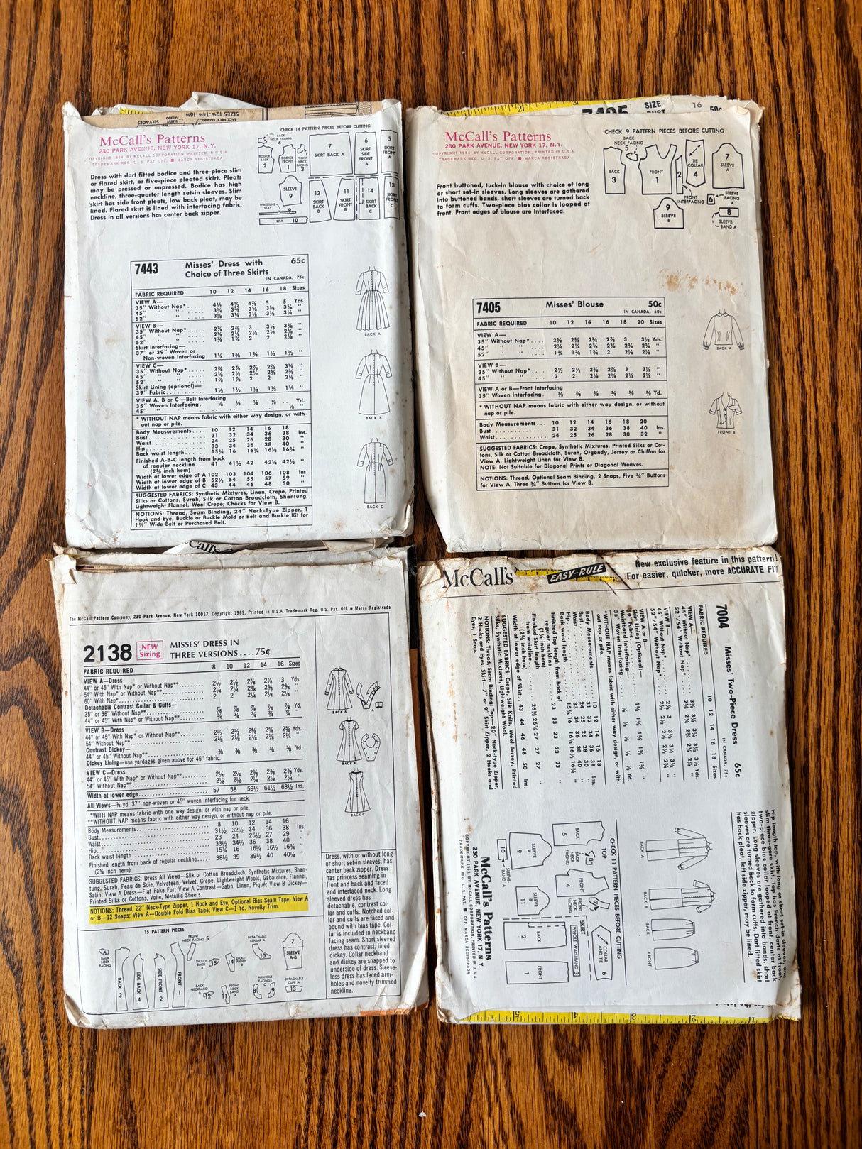 1960-70’s Vintage Pattern LOT of UNCHECKED patterns - Bust 30-38" - Lot C