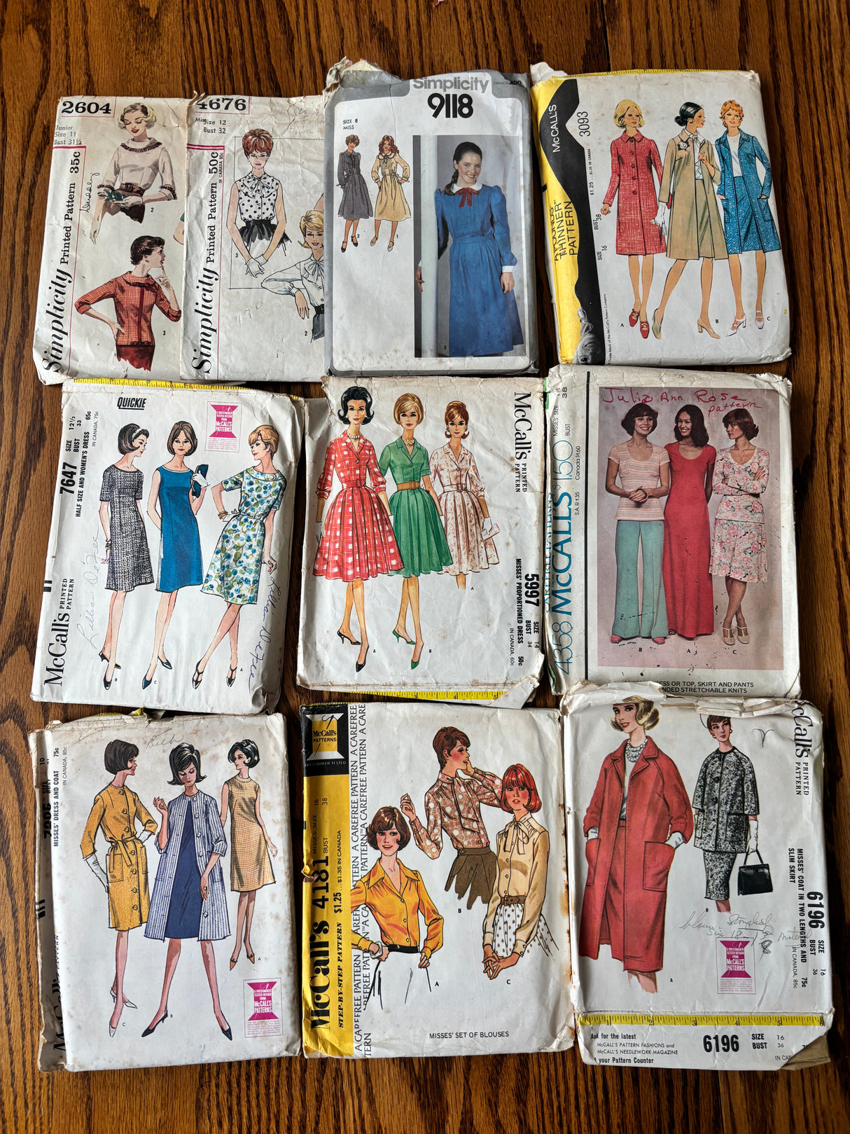 1960-70’s Vintage Pattern LOT of UNCHECKED patterns - Bust 31-38" - Lot A