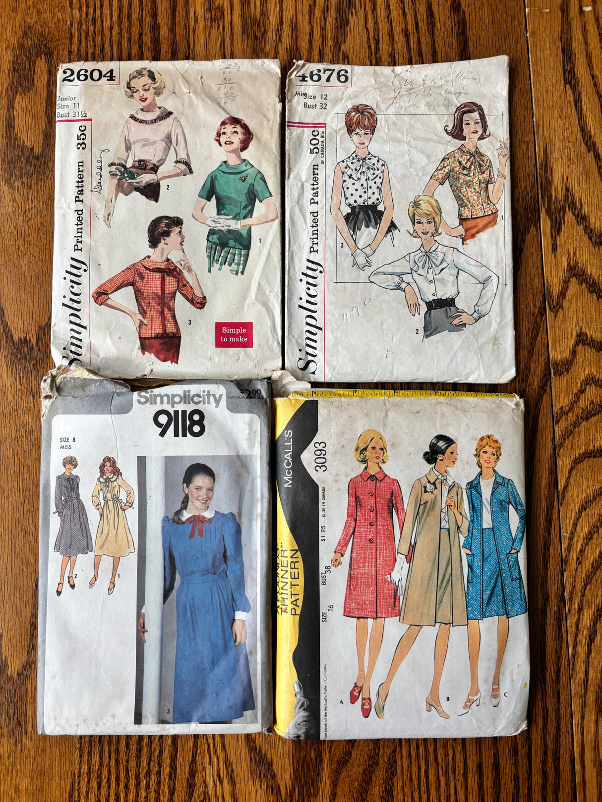 1960-70’s Vintage Pattern LOT of UNCHECKED patterns - Bust 31-38" - Lot A