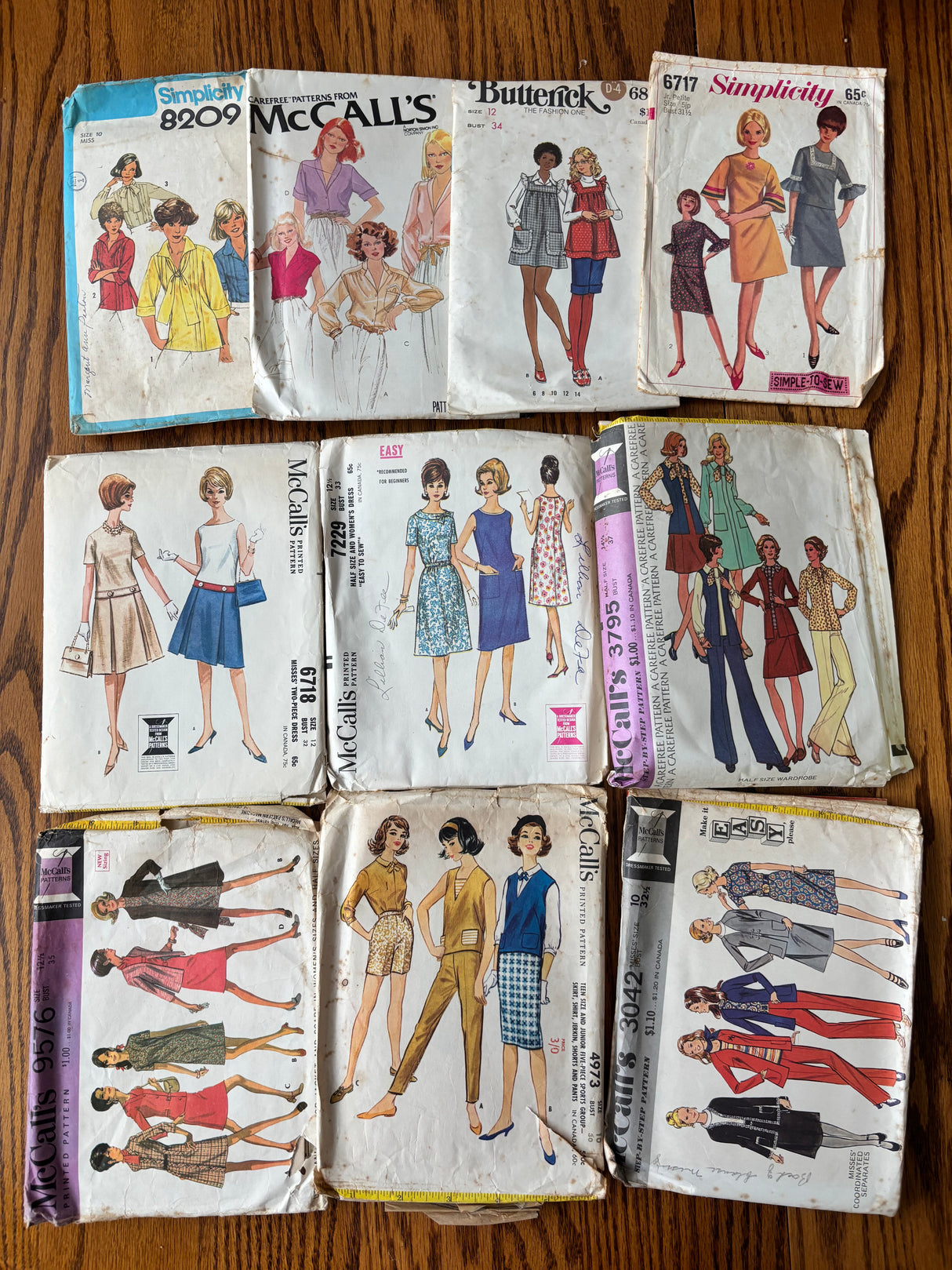 1960-70’s Vintage Pattern LOT of UNCHECKED patterns - Bust 30-37" - Lot D