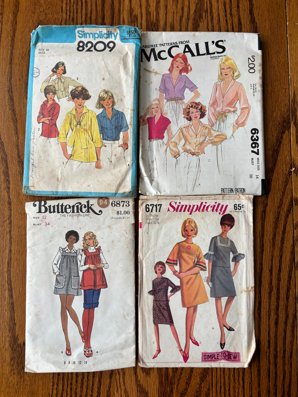 1960-70’s Vintage Pattern LOT of UNCHECKED patterns - Bust 30-37" - Lot D