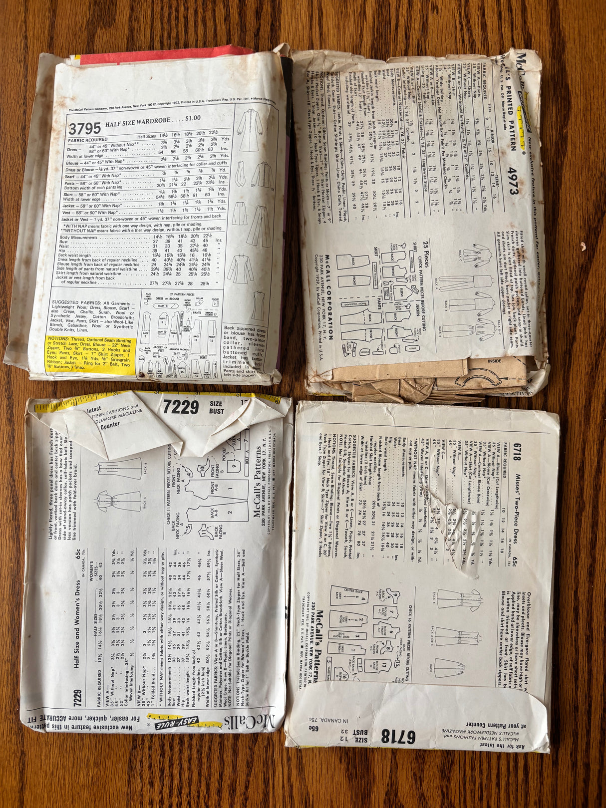 1960-70’s Vintage Pattern LOT of UNCHECKED patterns - Bust 30-37" - Lot D