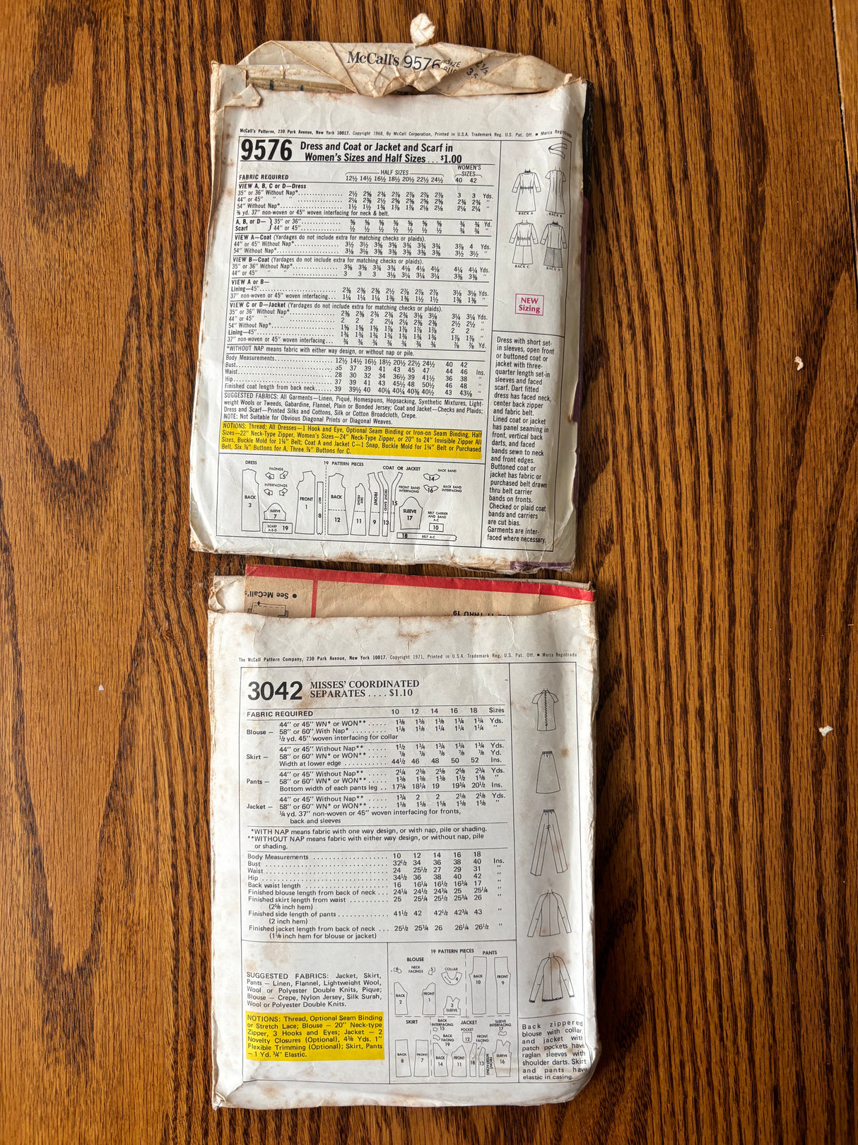 1960-70’s Vintage Pattern LOT of UNCHECKED patterns - Bust 30-37" - Lot D