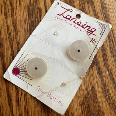 1950’s Lansing White Plastic MOP style Buttons - White - Set of 2 - 3/4