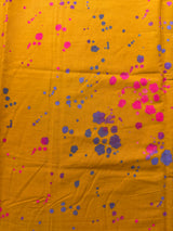 Modern Golden Rod Yellow with Pink and Purple Splatter Fabric - P258