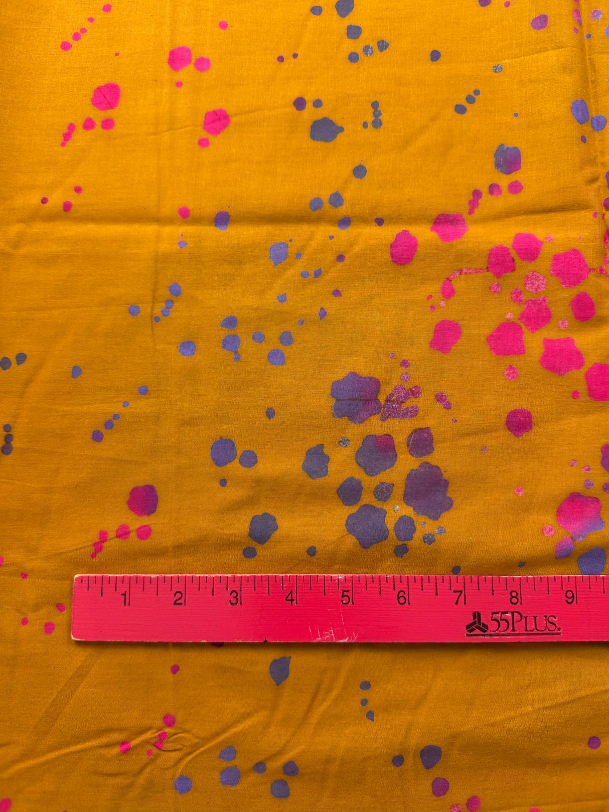 Modern Golden Rod Yellow with Pink and Purple Splatter Fabric - P258