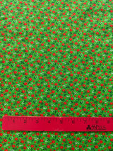 1970’s Green with Red Calico Flowers Fabric - BTY (L2)