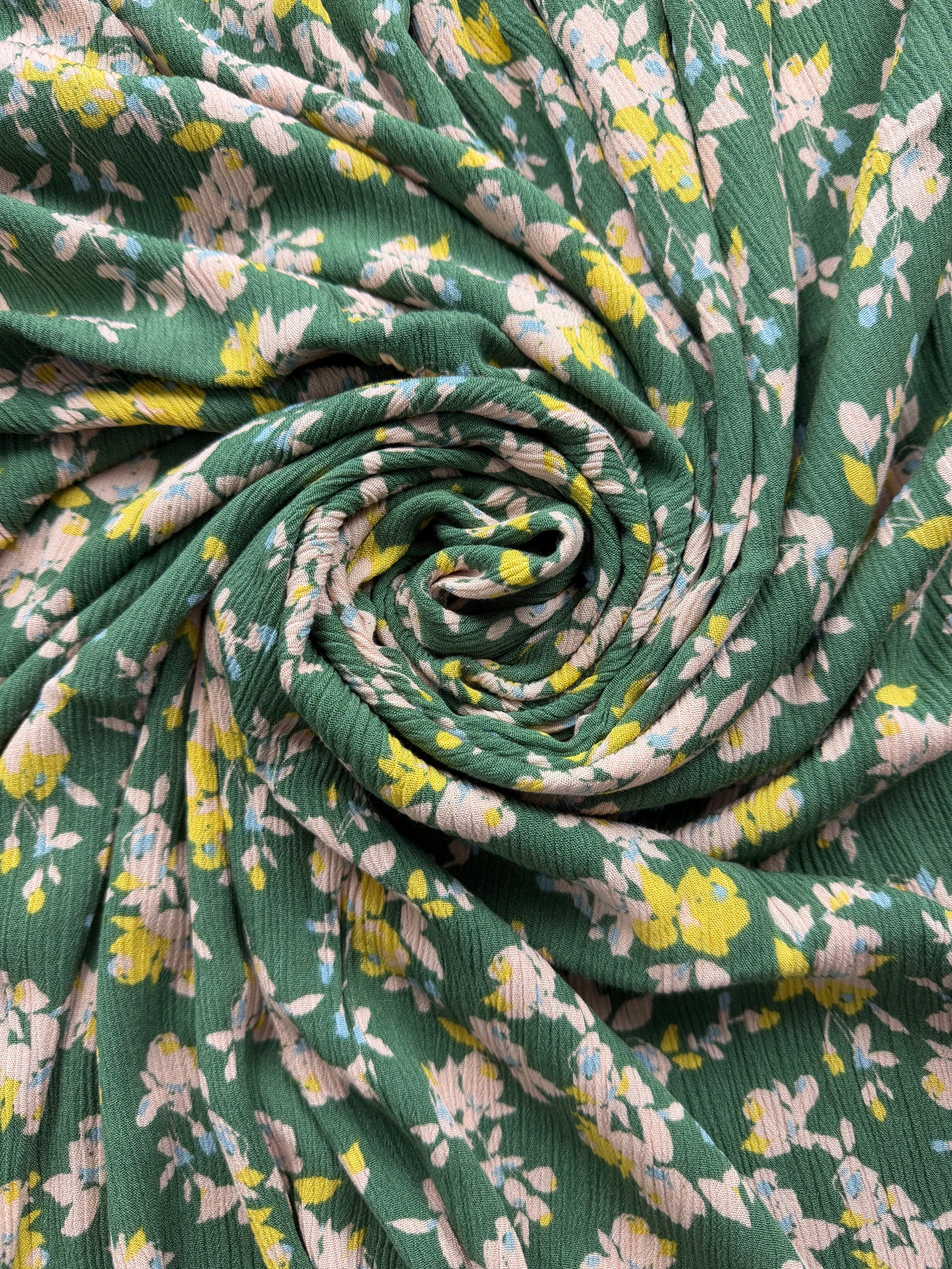 2000’s Crinkle Pleated Green with Small Florals Fabric - P261