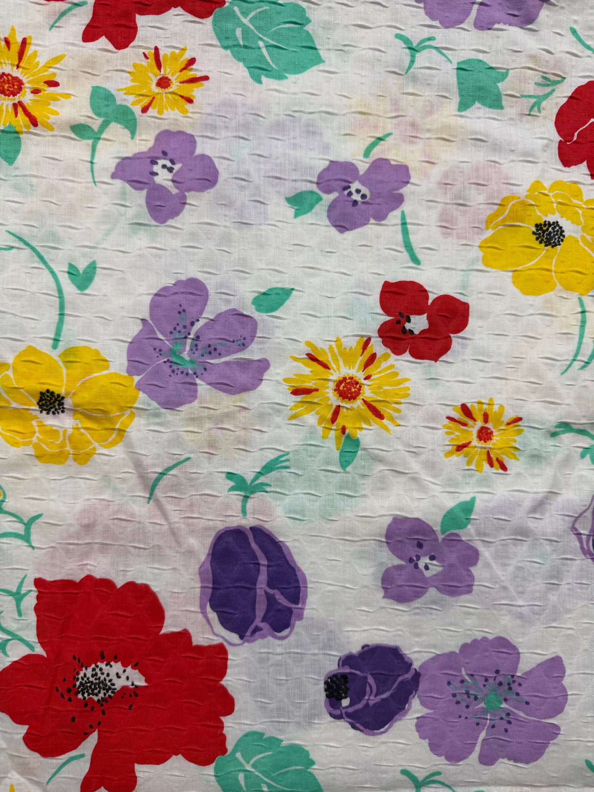 2000’s White with Colorful Florals Cotton Fabric - P262