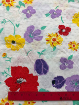 2000’s White with Colorful Florals Cotton Fabric - P262