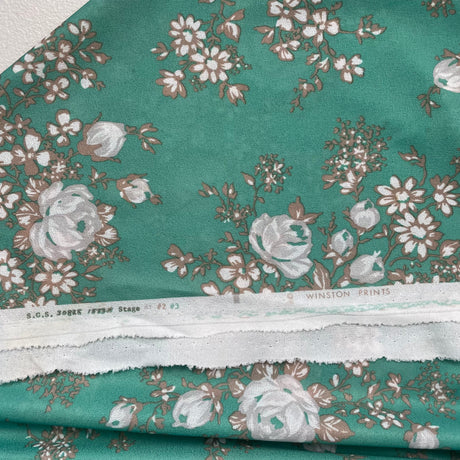 1960’s Green Floral Fabric - Double Knit - BTY