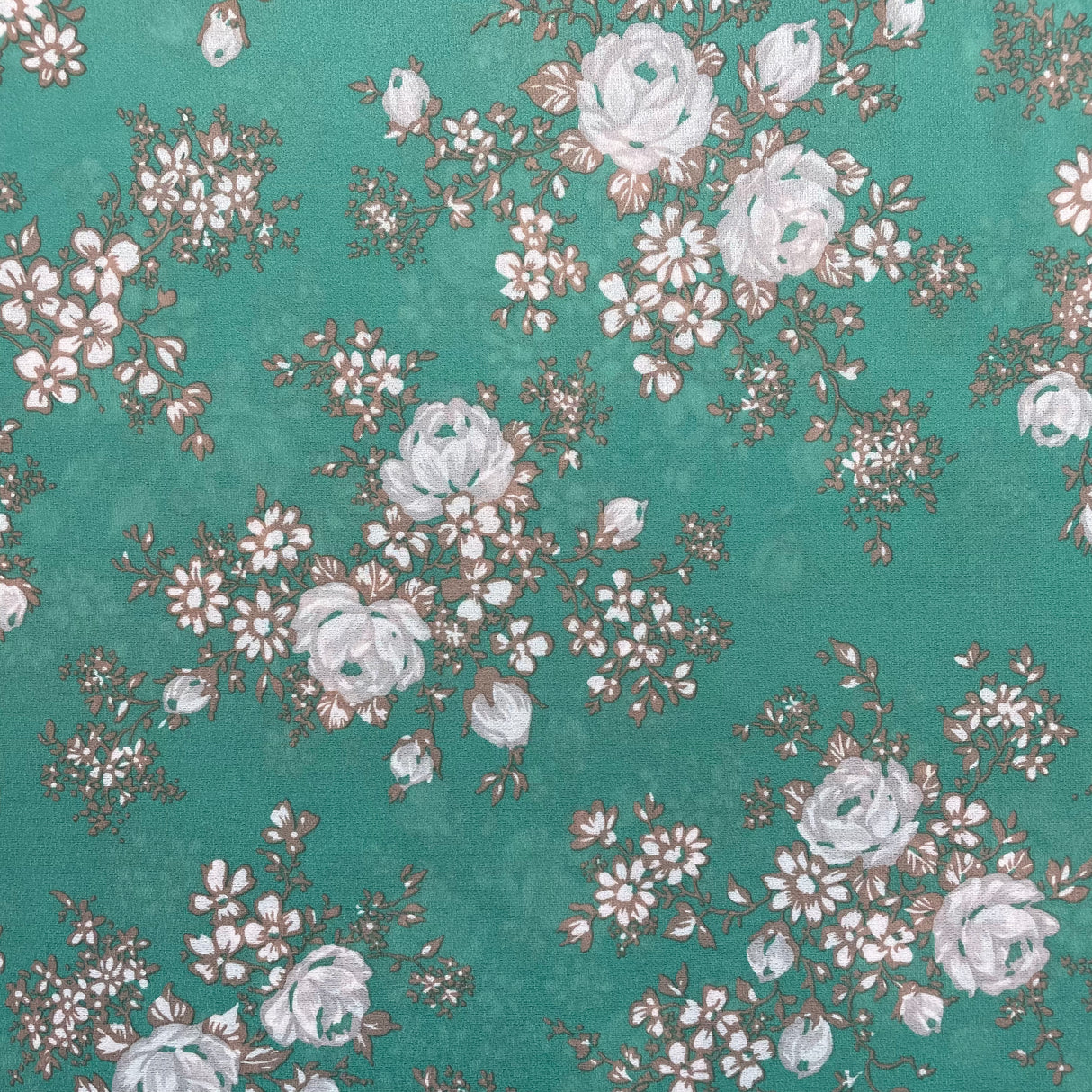 1960’s Green Floral Fabric - Double Knit - BTY