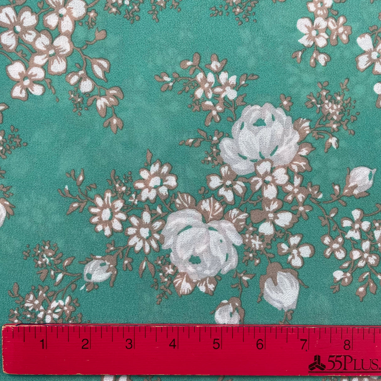 1960’s Green Floral Fabric - Double Knit - BTY