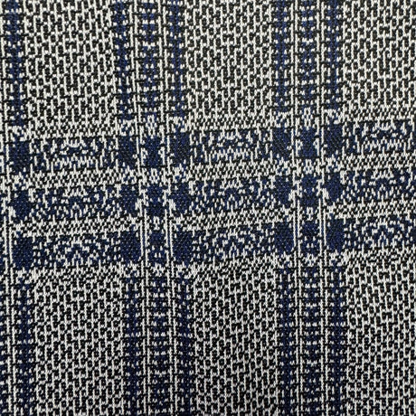 1970’s Blue White Black Large Plaid Fabric -  Polyester - BTY