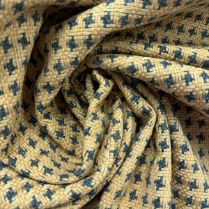 1970’s Cohama Camel and Navy Oxford Fabric -  Bonded Polyester and Acetate