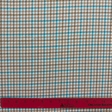 1970’s Blue Tan and White Plaid Fabric-  Polyester - BTY