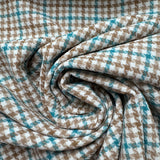 1970’s Blue Tan and White Plaid Fabric-  Polyester - BTY (H12)