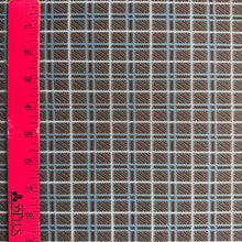 1970’s Blue Brown and White Plaid Fabric-  Polyester - BTY