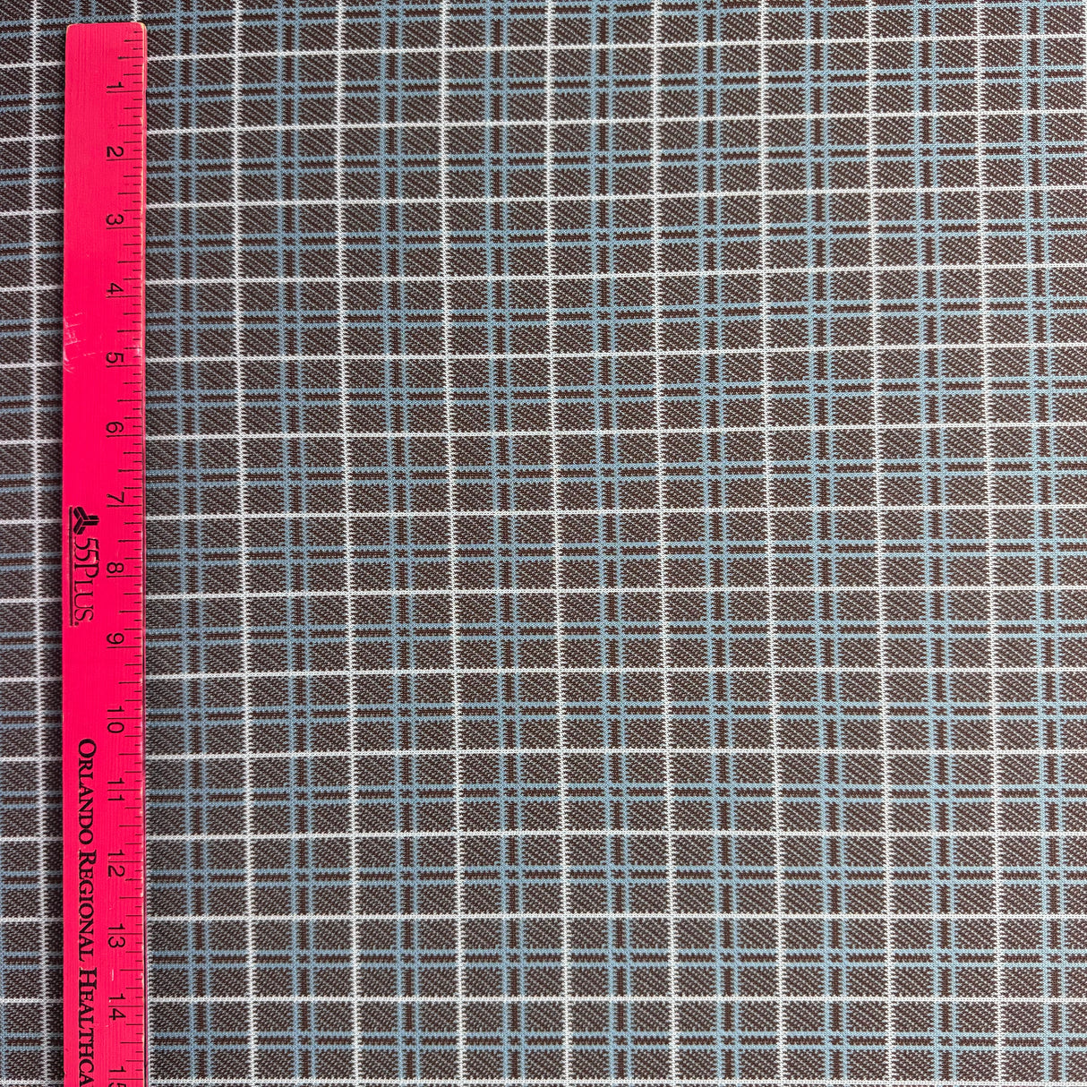 1970’s Blue Brown and White Plaid Fabric-  Polyester - BTY