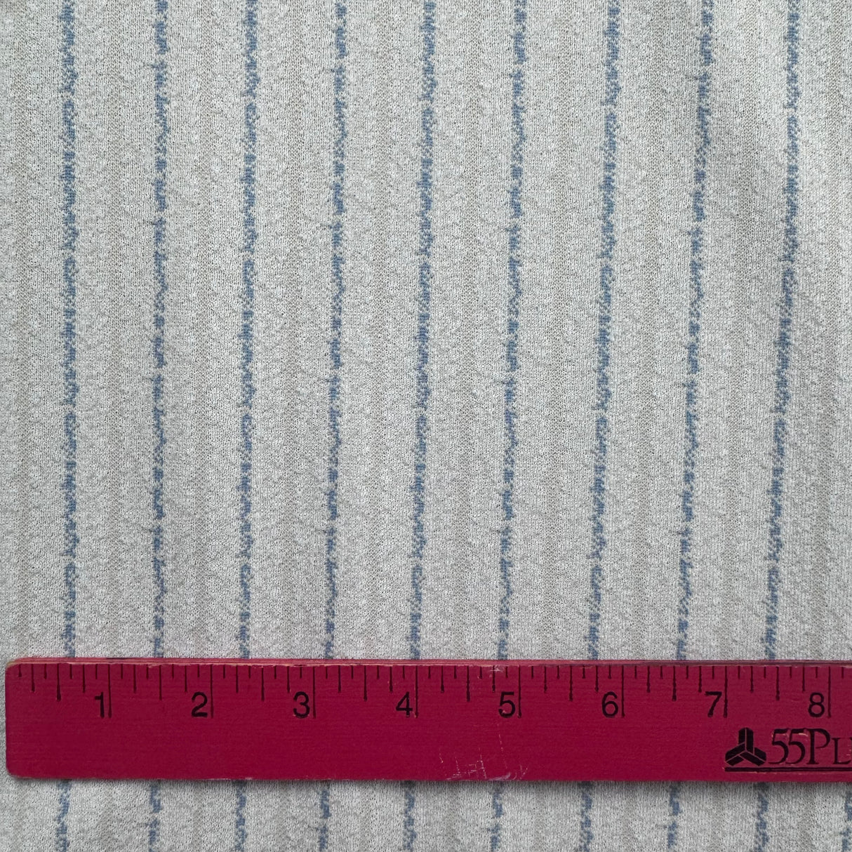 1970’s Blue Tan and White Stripe Fabric-  Polyester - BTY