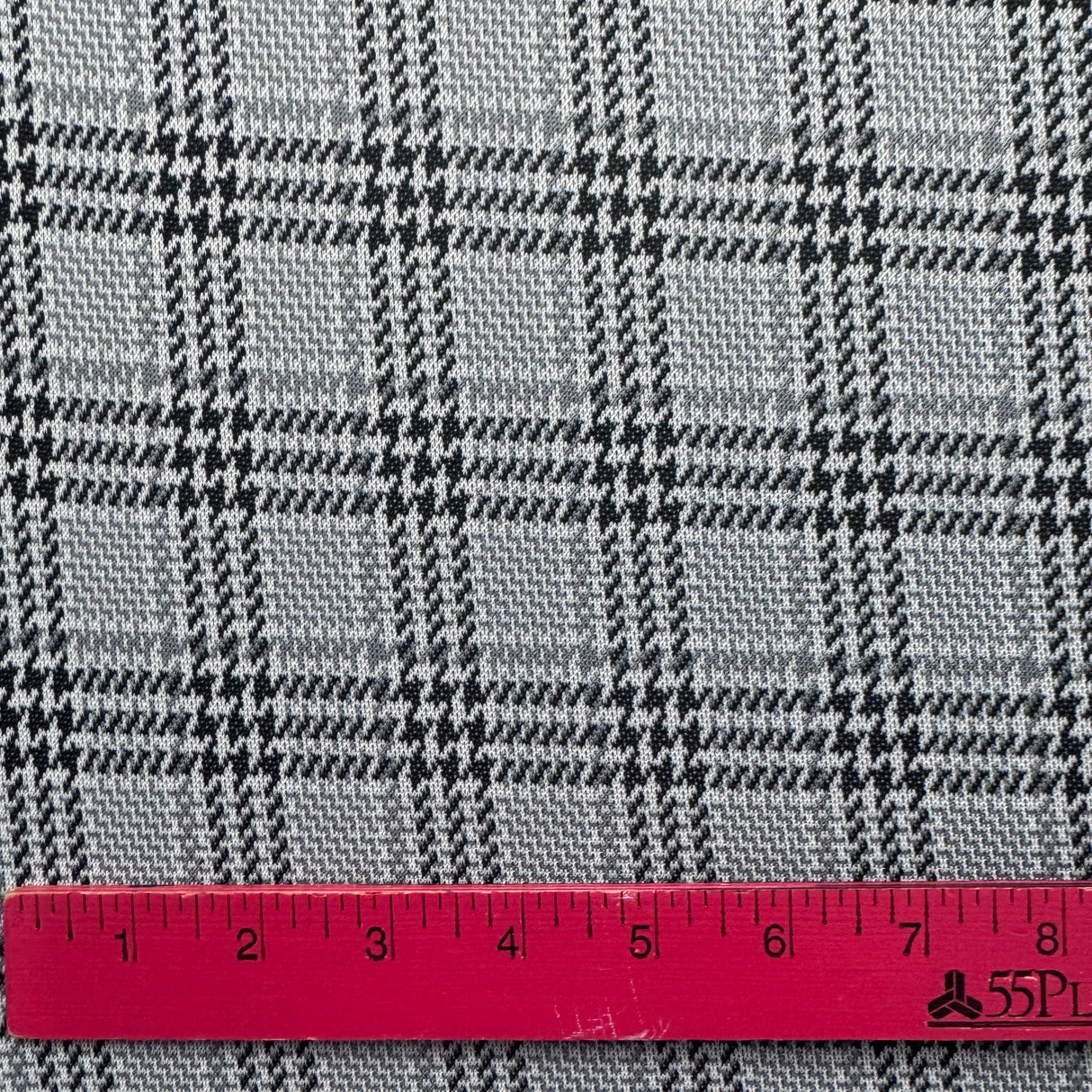 1970’s Black and Grey Houndstooth Plaid Fabric-  Polyester - BTY (K1)