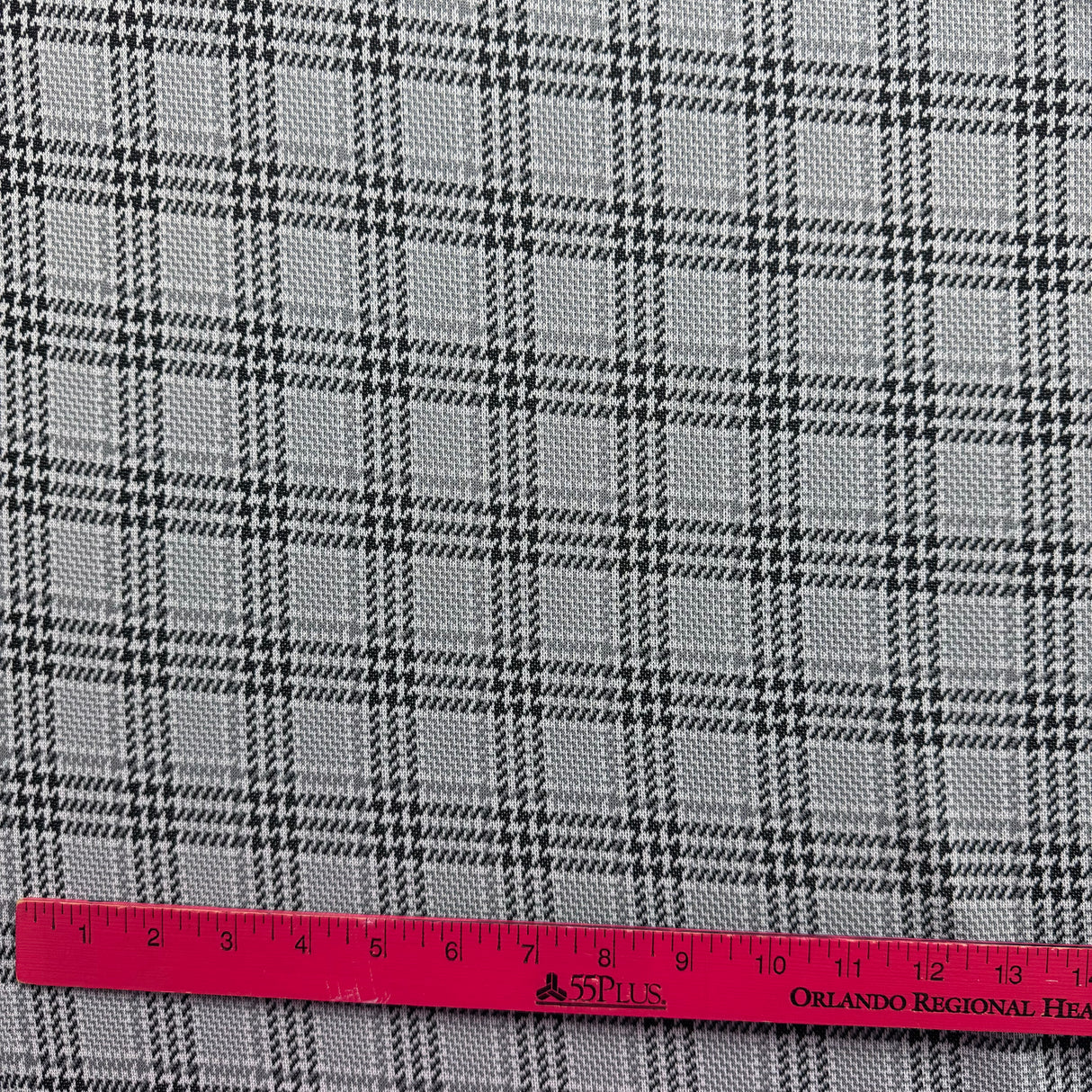 1970’s Black and Grey Houndstooth Plaid Fabric-  Polyester - BTY (K1)