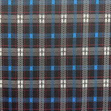 1970’s Black White Red Blue Plaid Fabric- Polyester - BTY