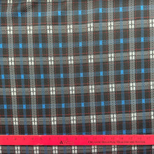 1970’s Black White Red Blue Plaid Fabric- Polyester - BTY