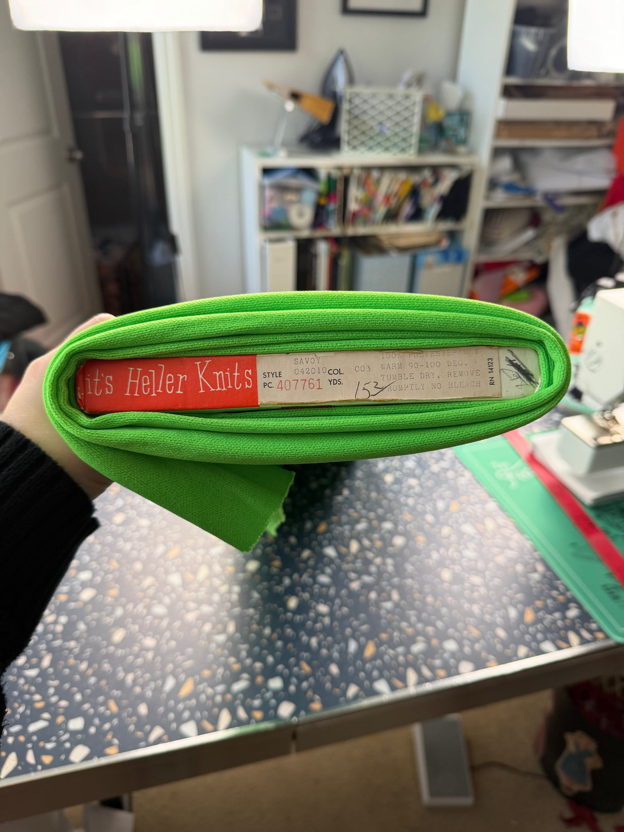 1970’s Lime Green Double Knit Polyester Fabric (P263)