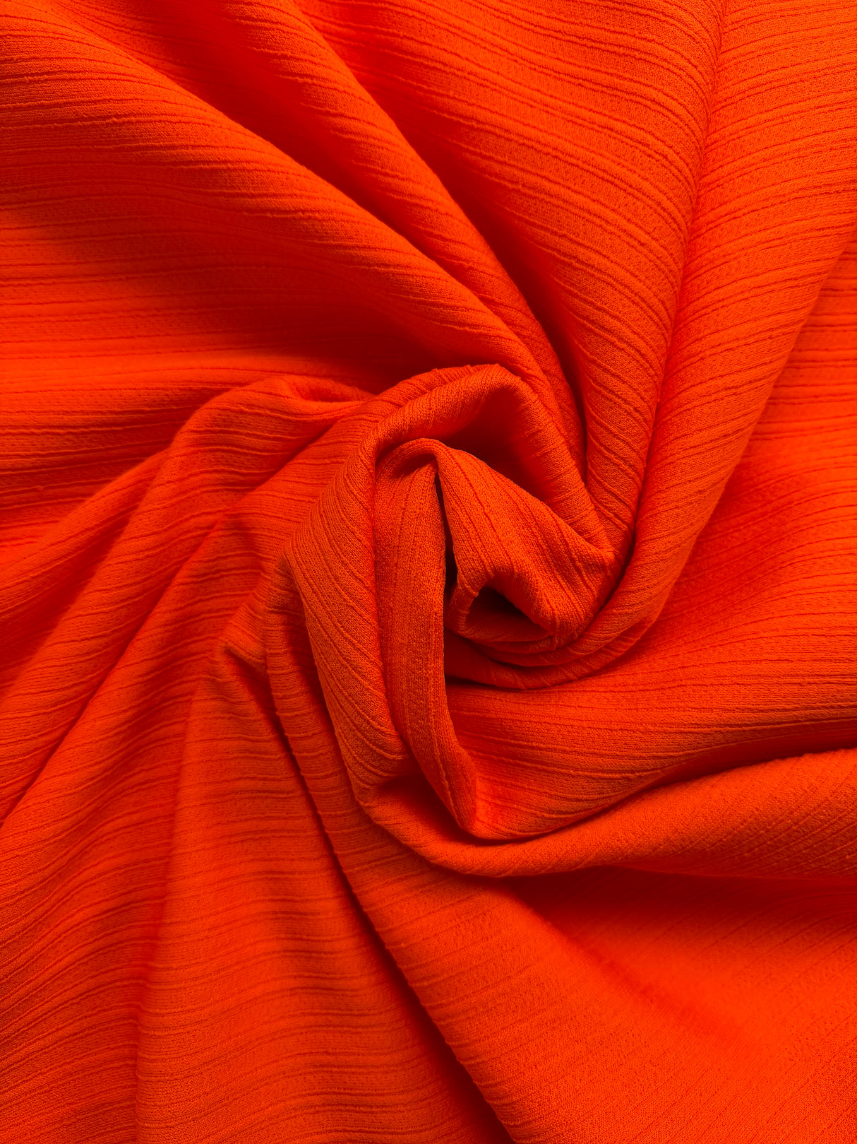 1970’s Bright Orange Ribbed Double Knit Polyester Fabric (P264)