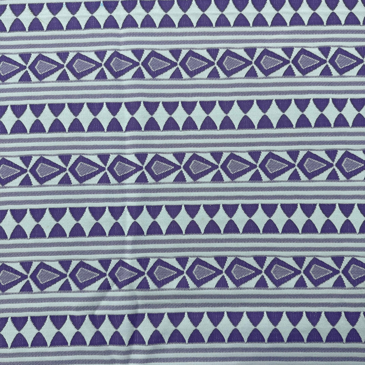 1970’s Purple and White Geometric print polyester double knit fabric (P7)