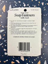 1980's J&P Coats Metal Non-Sew Snap Fasteners - 16 - NOS