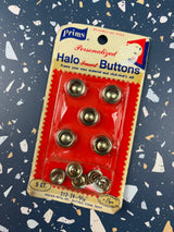 1970’s Prims Round "Cover-Your-Own" Halo Buttons - Set of 5 - Size 24 (9/16") - on card