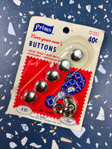 1970’s Prims Round "Cover-Your-Own" Buttons - Set of 5 - Size 24 (9/16") - on card