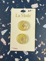 1980’s La Mode Cream and Unicorn Skin Pearlescent Buttons - Set of 2 - 3/4” - on card